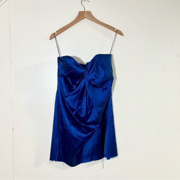 Marina Moscone Cutaway Satin Twist Dress in Royal Blue sz 6 - Picture 3 of 6